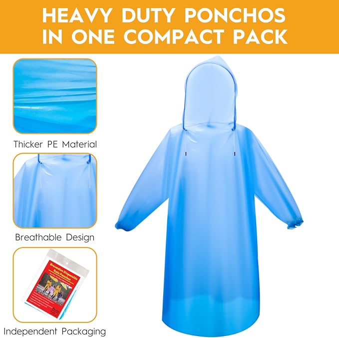 Bruvoalon 6 & 20 Pack Disposable Rain Ponchos - Image 2