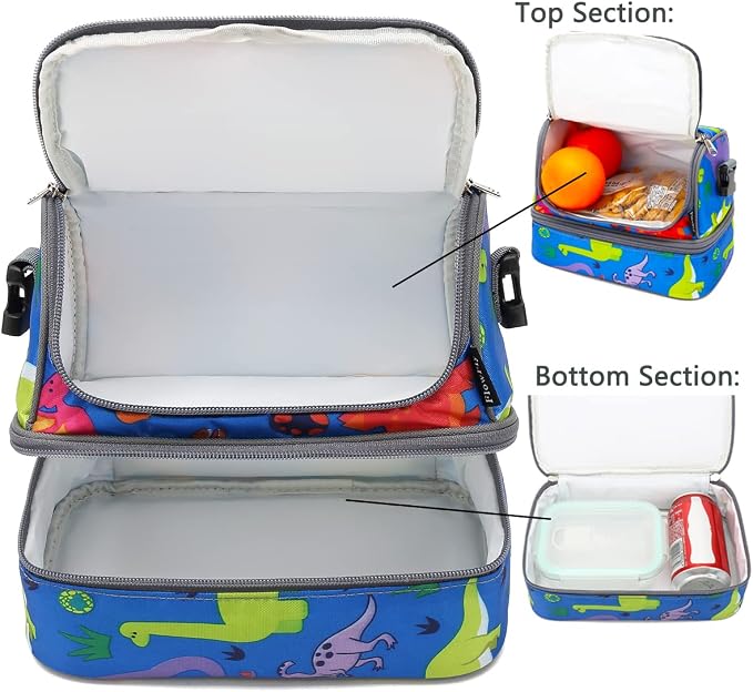 FlowFly Kids Double Decker Cooler Insulated Lunch Bag Large Tote - Image 4
