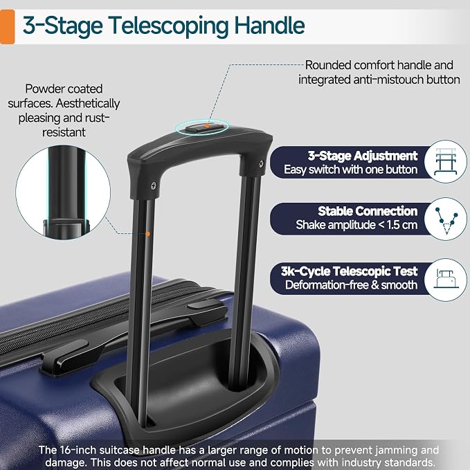 Hoteel Luggage Sets 3 Piece, ABS+PC Hard Shell Expandable Suitcases - Image 5