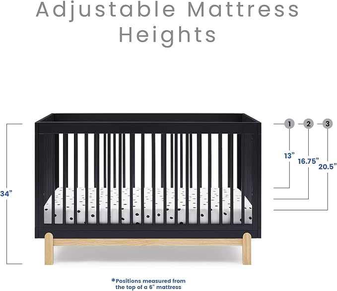 Delta Children Poppy 4-in-1 Convertible Crib, Midnight Grey/Natural - Image 7