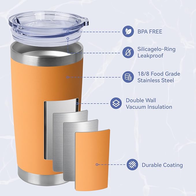 HASLE OUTFITTERS 20oz Stainless Steel Tumblers Bulk, Insulated Travel Cup - Image 2
