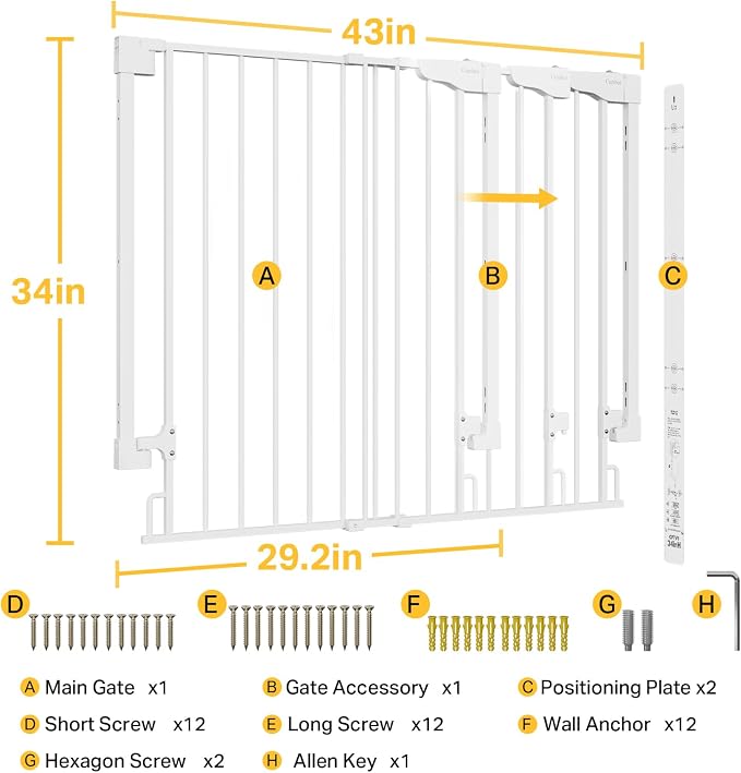 Cumbor 34" Extra Tall No Bottom Bar Baby Gate - Image 8