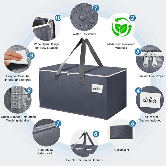 2 Pack Extra Large 93L Moving Bags, 60lb Heavy Duty Moving Totes - Image 3