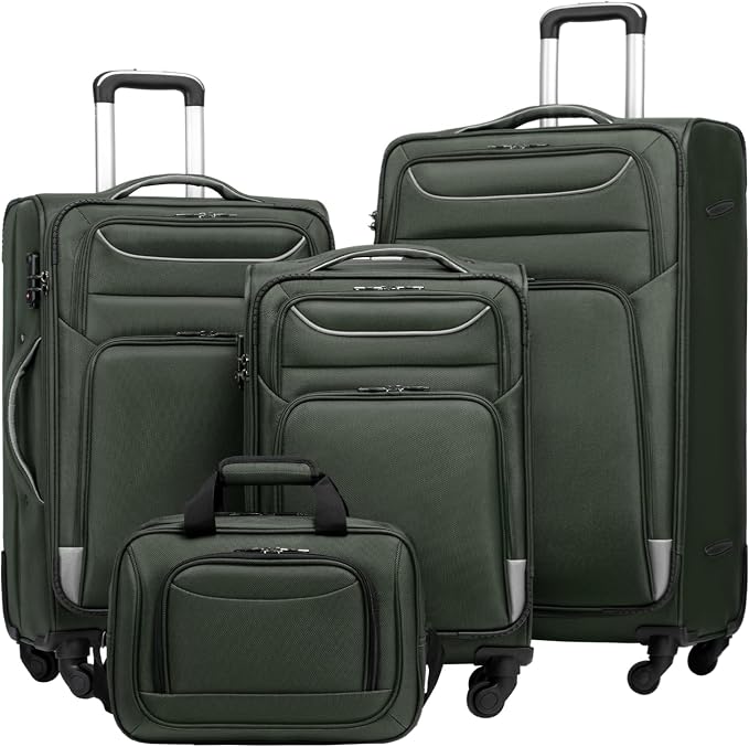 Coolife Luggage 4 Piece Set Suitcase TSA Lock Spinner Softshell lightweight by COOLIFE