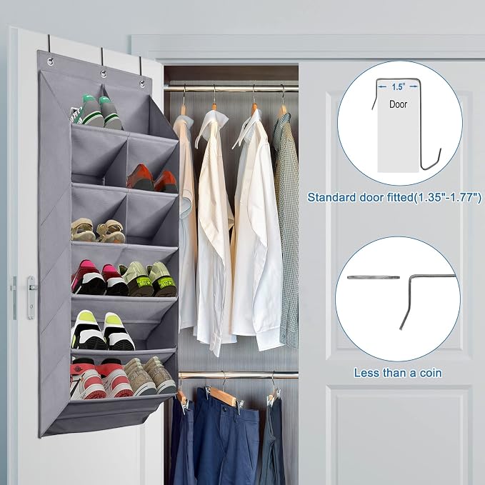 FENTEC 2 Pack Over the Door Shoe Organizer, Hanging Shoe Organizer, 6-Tier - Image 7