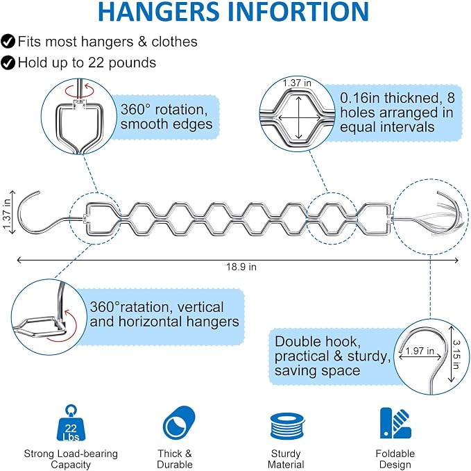 3 Pack Space Saving Hangers for Clothes, Heavy Duty 30Lbs Capacity Magic - Image 4