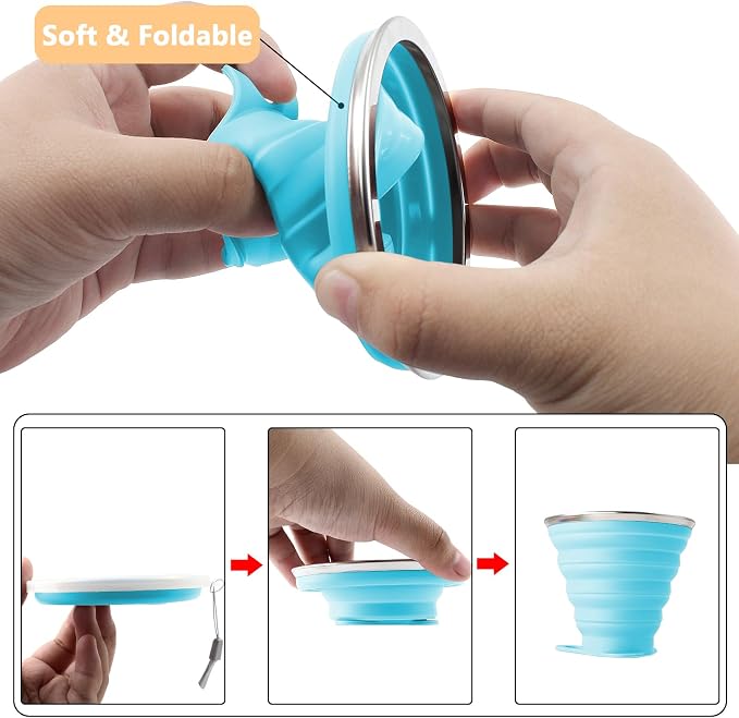 Litoexpe 4 Pack Silicone Collapsible Travel Cup Portable Folding Camping Cup - Image 3