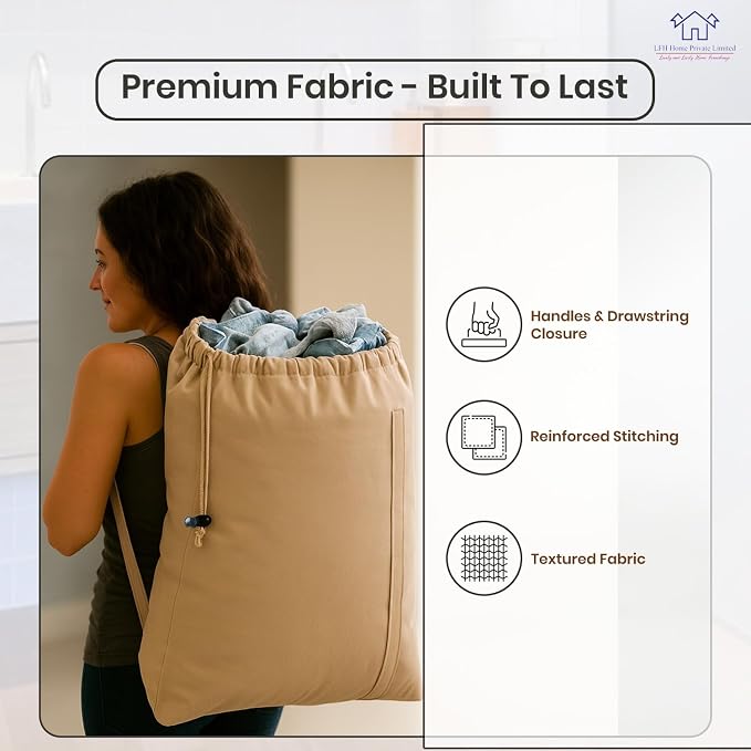 LFH Home Cotton Canvas Large Laundry Bag - Image 6