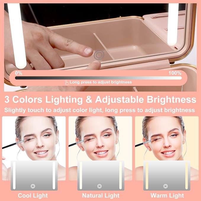 Mocado Travel Makeup Case with Lighted Mirror, 8 Makeup Brushes & 10x - Image 3