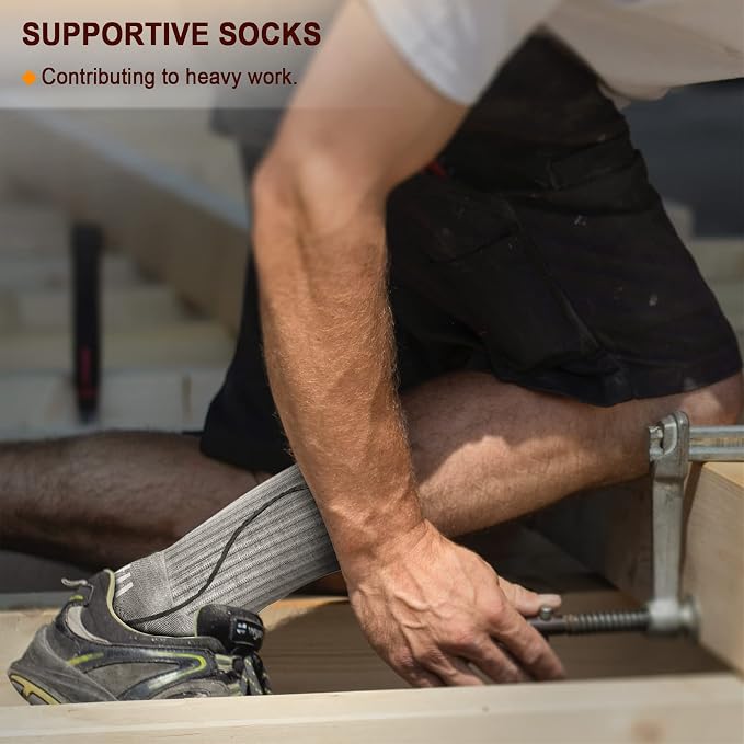BULLIANT Compression Socks for Men 6Pairs, Athletic Crew Socks Cushioned For - Image 8
