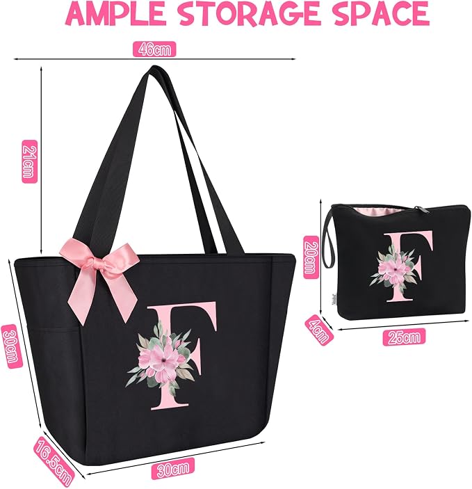 Vavabox Tote Bag, A-Z Initial Monogrammed Waterproof Tote Bag, Bridesmaid Gifts - Image 3