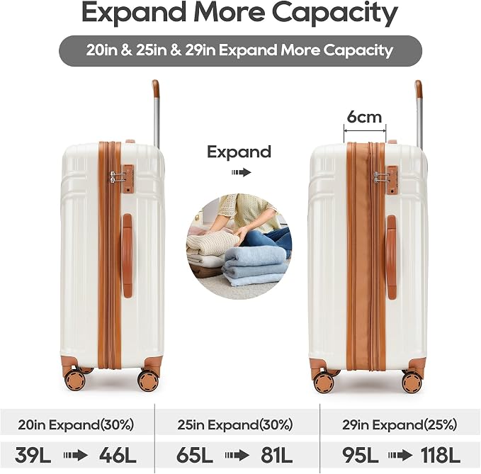GinzaTravel Luggage Sets 3-Piece Expandable Suitcases - Image 3