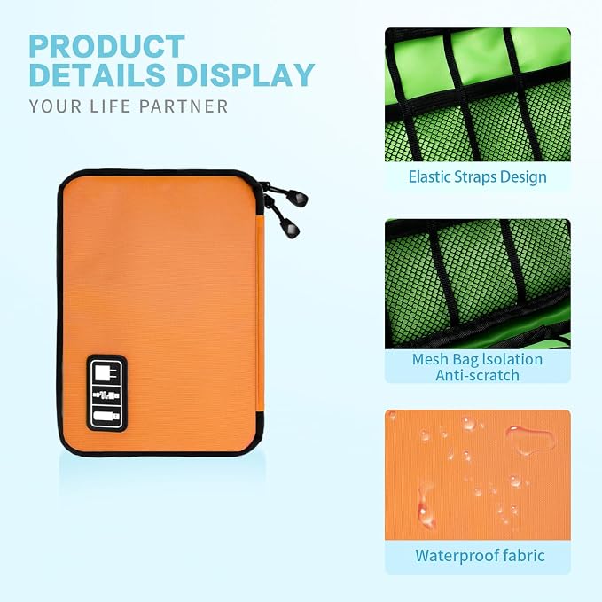 Electronics Travel Organizer, Portable Waterproof Electronic Travel Storage Bag - Image 4