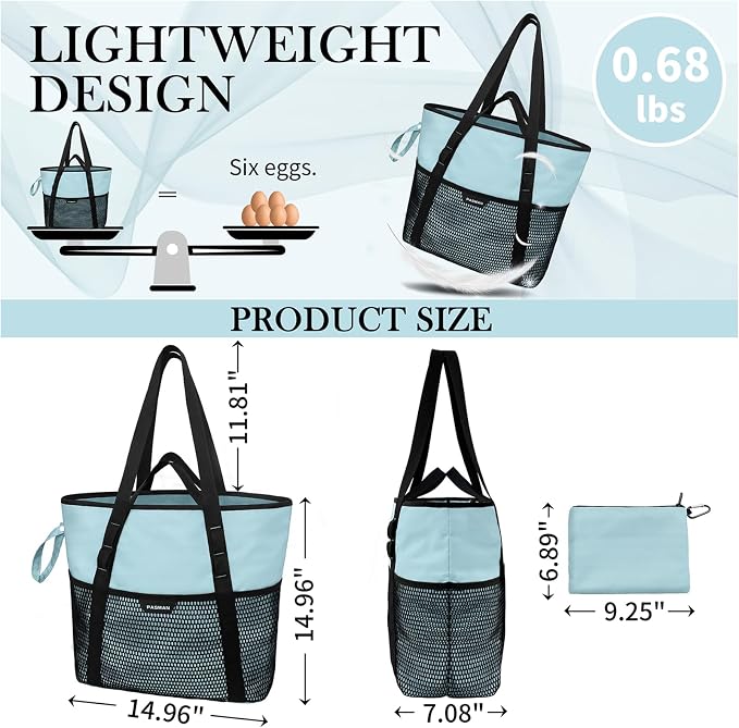 Beach Bag with Zipper - Image 3