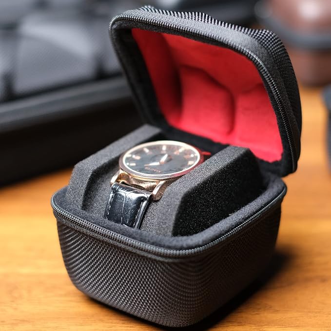 Hard single watch travel case, men's sports watch organizer box by forBetterLife