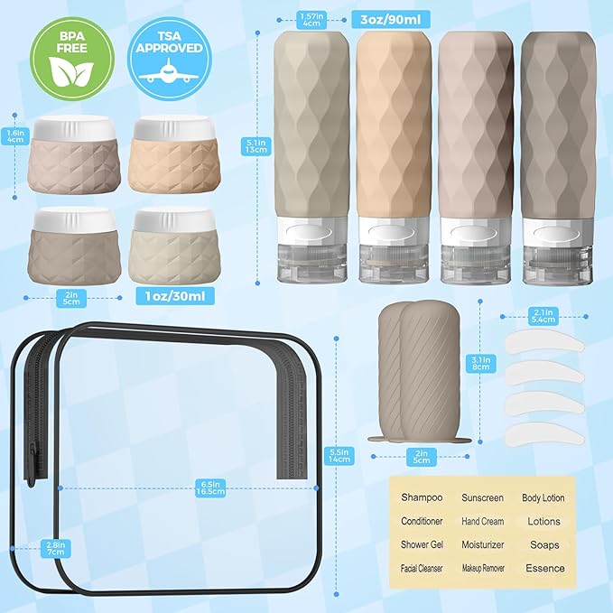 16Pack Travel Bottles for Toiletries, TSA Approved Travel Size Toiletries - Image 2