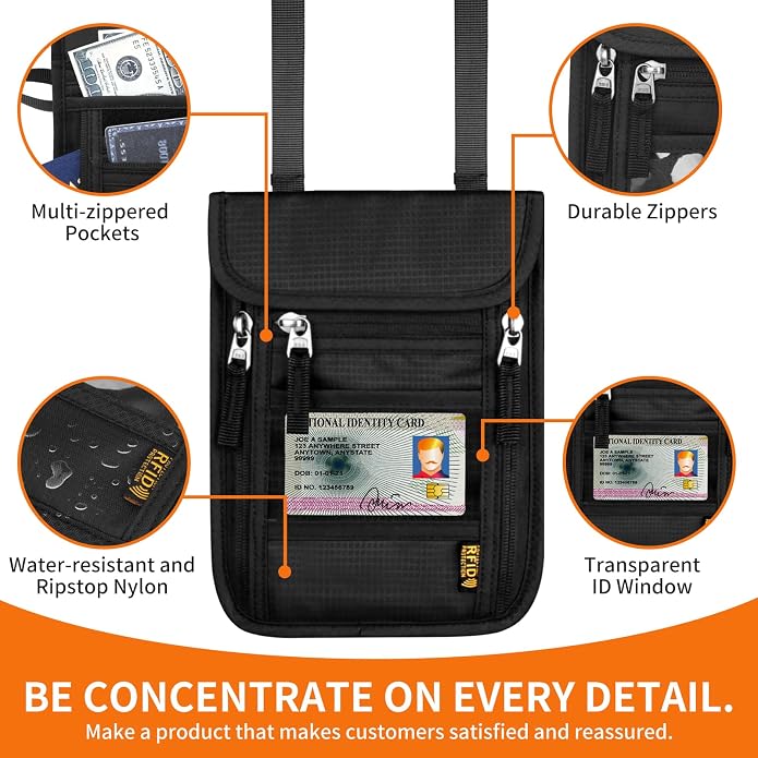 Neck Wallet for Travel, Passport Holder Neck Pouch for Men Women - Image 6