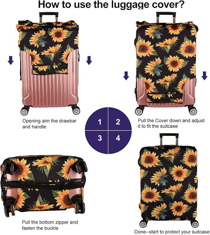 7-Mi Luggage Cover Thickened 19/22/26/30 Inch Suitcase Spandex Black Protector - Image 4