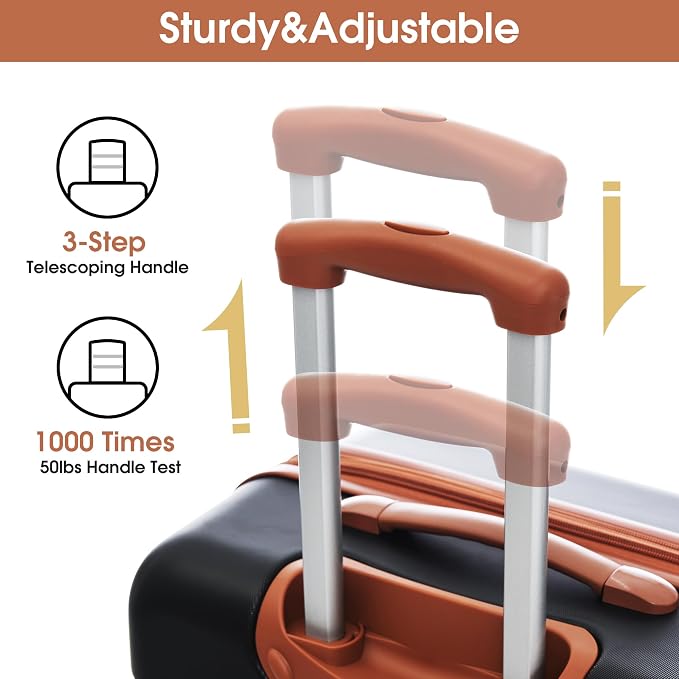 Merax Luggage sets of 3 Piece 20 24 IN Carry on Luggage Hard Case Black and - Image 4