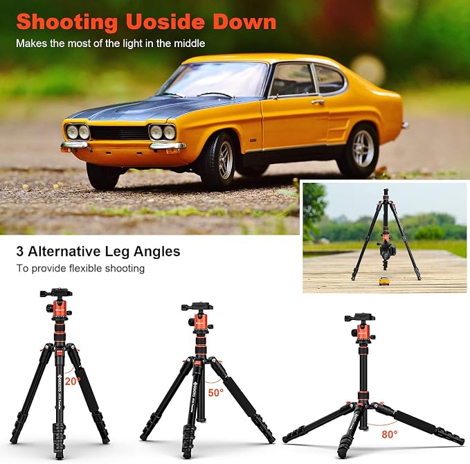 GEEKOTO 58” Magnetic Tripod, Compact Aluminum Alloy Lightweight Magsafe Camera - Image 4