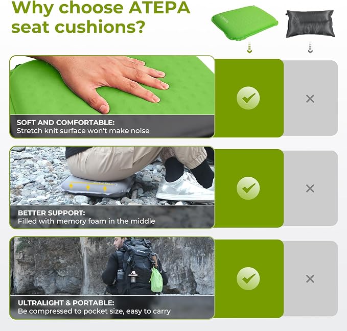 ATEPA Inflatable Stadium Seat Cushion, Self-Inflating Memory Foam Stadium Seats - Image 5