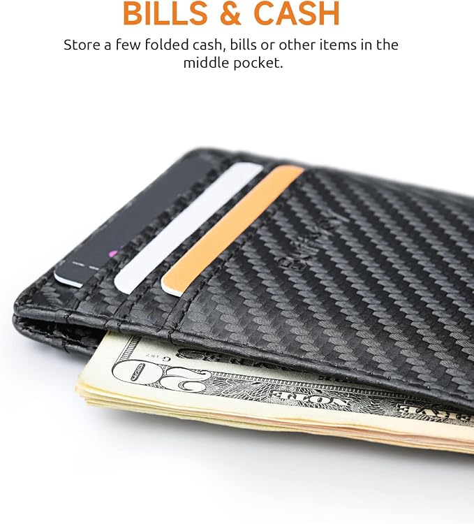Buffway Mens Slim Wallet, Minimalist Thin Front Pocket Leather Credit Card - Image 5