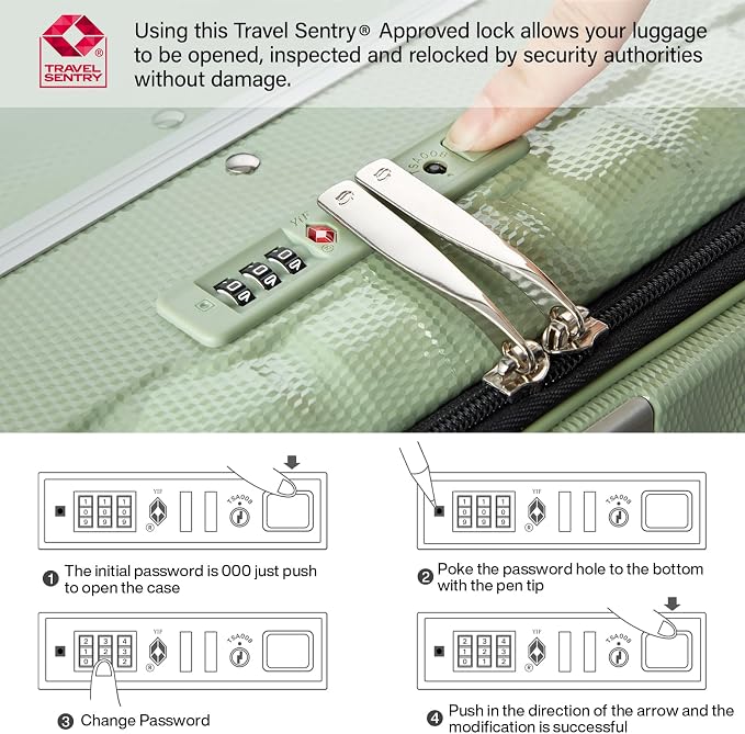 Hanke 26 Inch Large checked Luggage PC Hard Shell luggage Top Opening Aluminum - Image 7