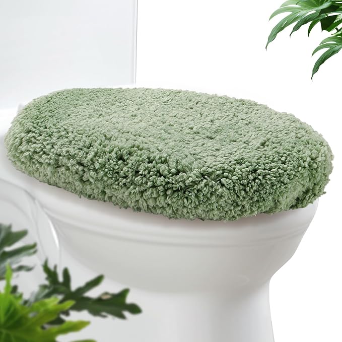 Microfiber Elongated Toilet Seat Cover 19.5"x 15" Machine Washable Solid Toilet - Image 6