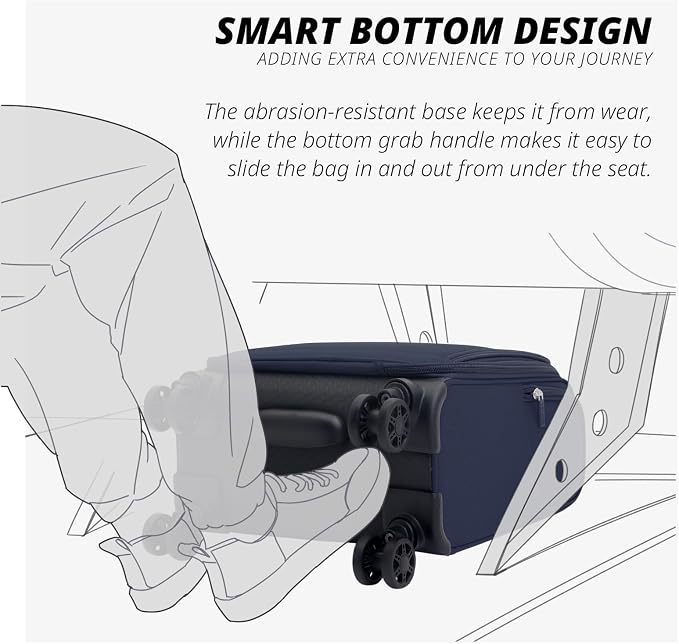 Verage Under Seat Luggage with Wheels, Softside Small Suitcase Spinner Carry On - Image 8