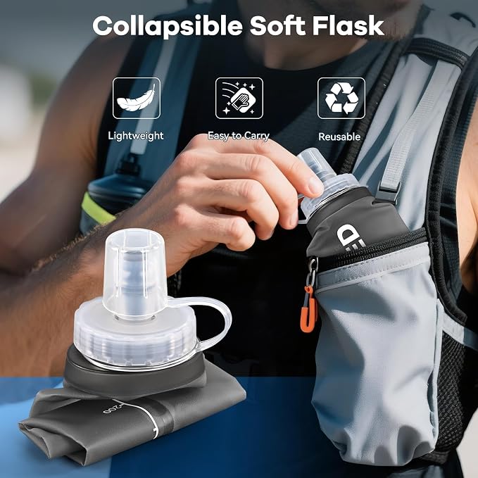 2Pack Soft Flask, 8.5oz Collapsible Soft Water Bottle, 250ml Foldable TPU - Image 3