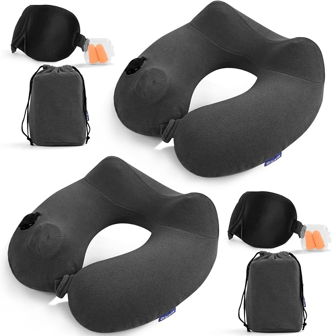 2 Pack Inflatable Travel Neck Pillows by Glyzia
