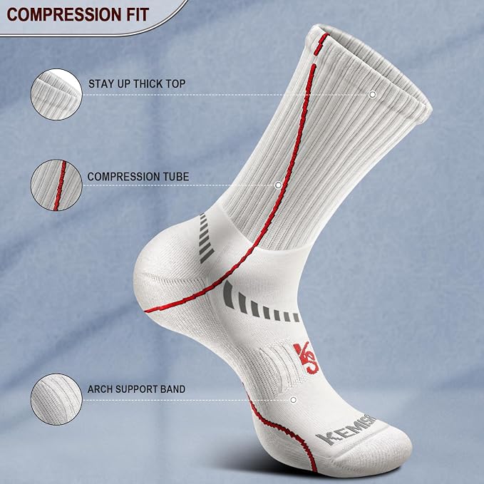 BULLIANT Compression Socks for Men 6Pairs, Athletic Crew Socks Cushioned For - Image 4