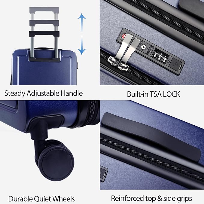 KROSER Carry On Luggage with Spinner Wheels & Built-in TSA Lock, Expandable Top - Image 4