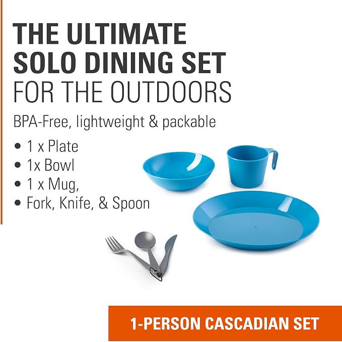 GSI Outdoors Cascadian 1 Person Table Set I 6-Piece Camping, Backpacking Mess - Image 2