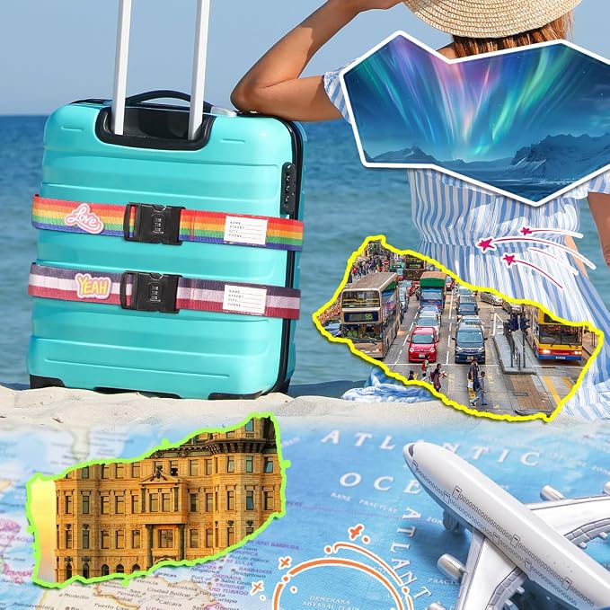 Adjustable Luggage Straps with Combination Lock – 4 Pack Bright Colors - Image 4