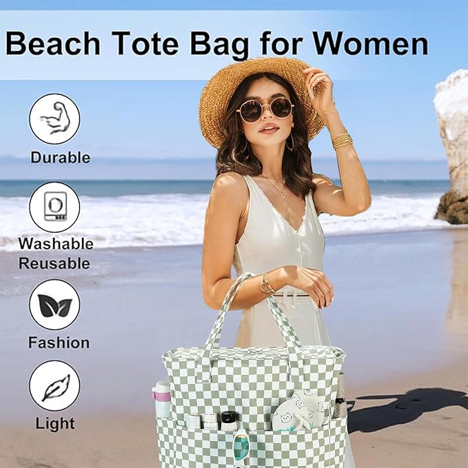 LEDAOU Beach Bag Waterproof Sandproof Women Tote Bag Pool Bag - Image 5