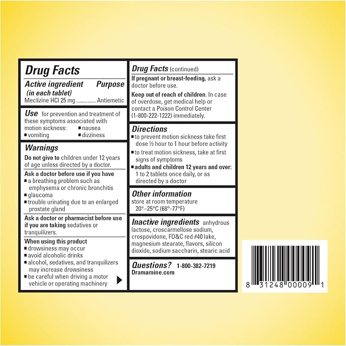 Dramamine Motion Sickness Less Drowsy, Chewables - Image 7