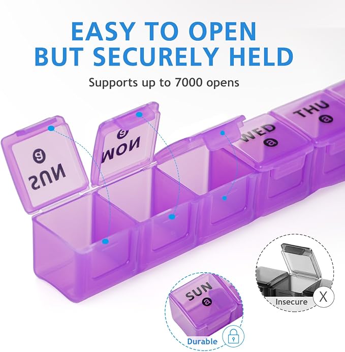 2-Pack Large Weekly Pill Organizer, Vitamin Pill Box Organizer 7 Day - Image 5