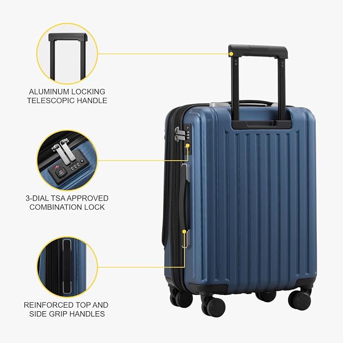 LEVEL8 Grace Carry on Luggage Airline Approved, 20 Inch Expandable Hard Sided - Image 8