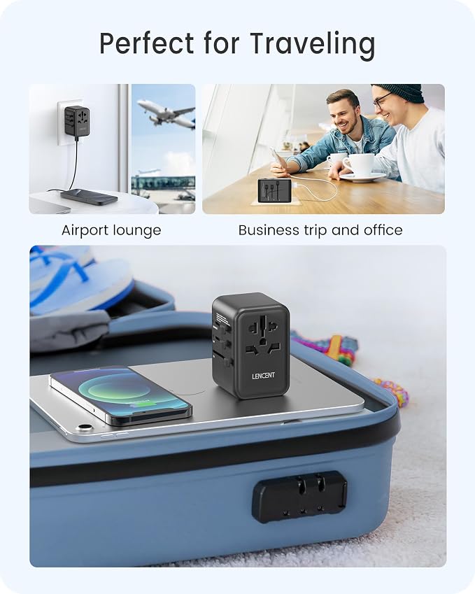 LENCENT Universal Travel Adapter, GaN III 65W International Charger - Image 8