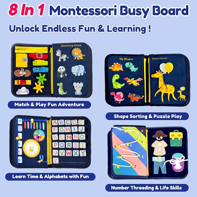 Qizfun Busy Board Book Montessori Toys - Image 3