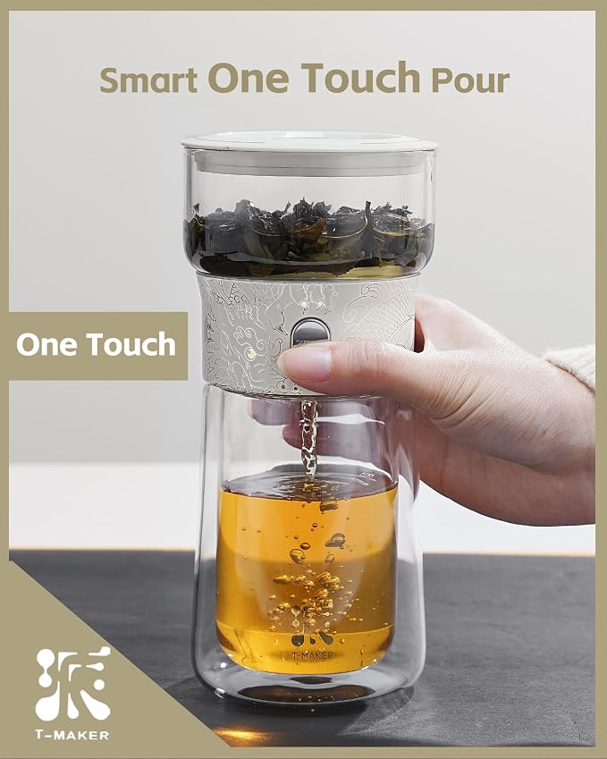 ZENS Cool Glass Teapot with Infuser, Smart One Touch Tea Maker - Image 2