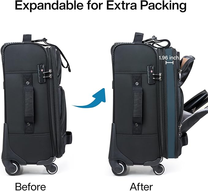 Hanke 3 Piece luggage Sets Softside Expandable luggage - Image 2