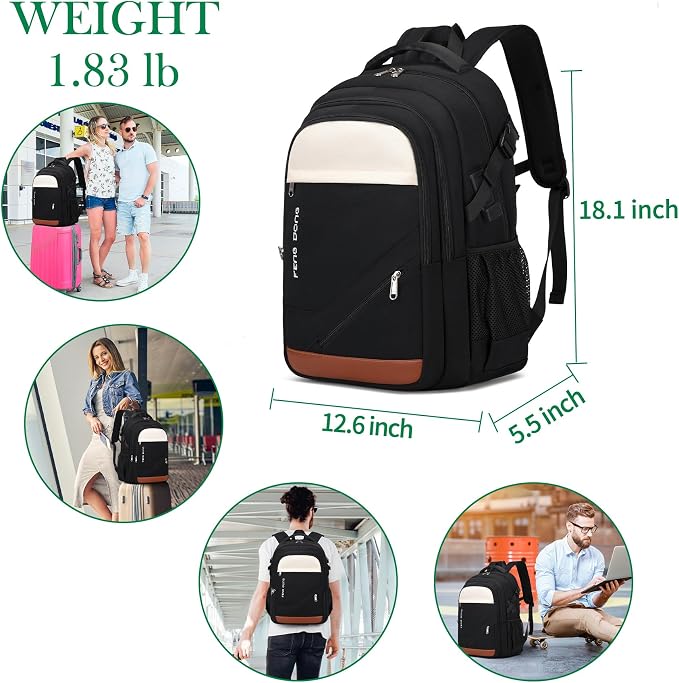 FENGDONG 17.3 inch Large Laptop Backpack Travel College Backpack Waterproof - Image 2