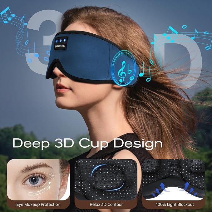 3D Sleep Mask with Bluetooth Headphones, Sleeping Headphones - Image 7