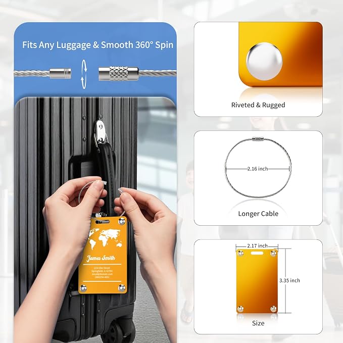 3 Pack Personalized Luggage Tags - Image 4