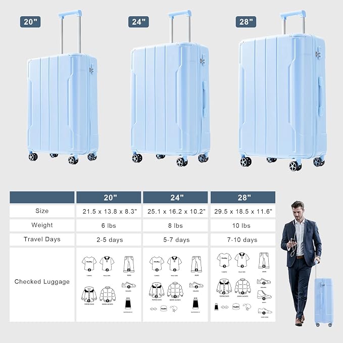Merax 24 Inch Expandable Checked Luggage, Hardshell ABS Medium Suitcase - Image 7