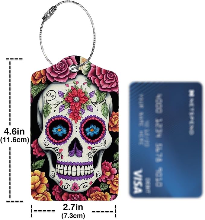 Skull Flower Diamond Art Luggage Tags - Image 4