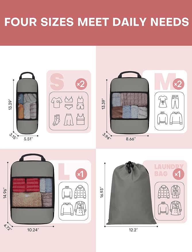6 PCS Set Compression Packing Cubes - Image 2