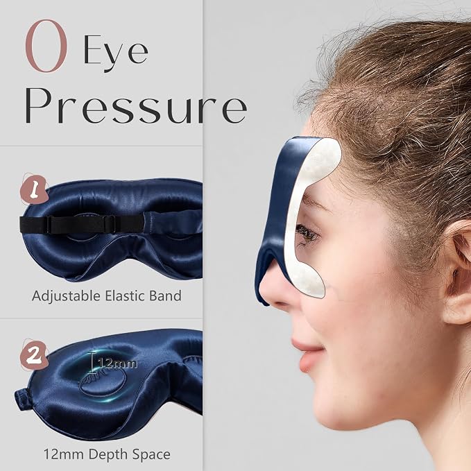 ZIMASILK Adjustable 22 Momme 100% Mulberry Silk Sleep Mask, Upgraded 3D - Image 4